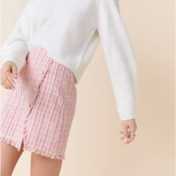 Francesca's Collections Pink and White Tweed Skirt Valentine’s Day - Picture 5 of 5